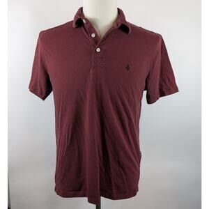 Mens Sm Polo T-Shirt Volcom Burgundy Adult Skateboarding Shirt Top Maroon Casual